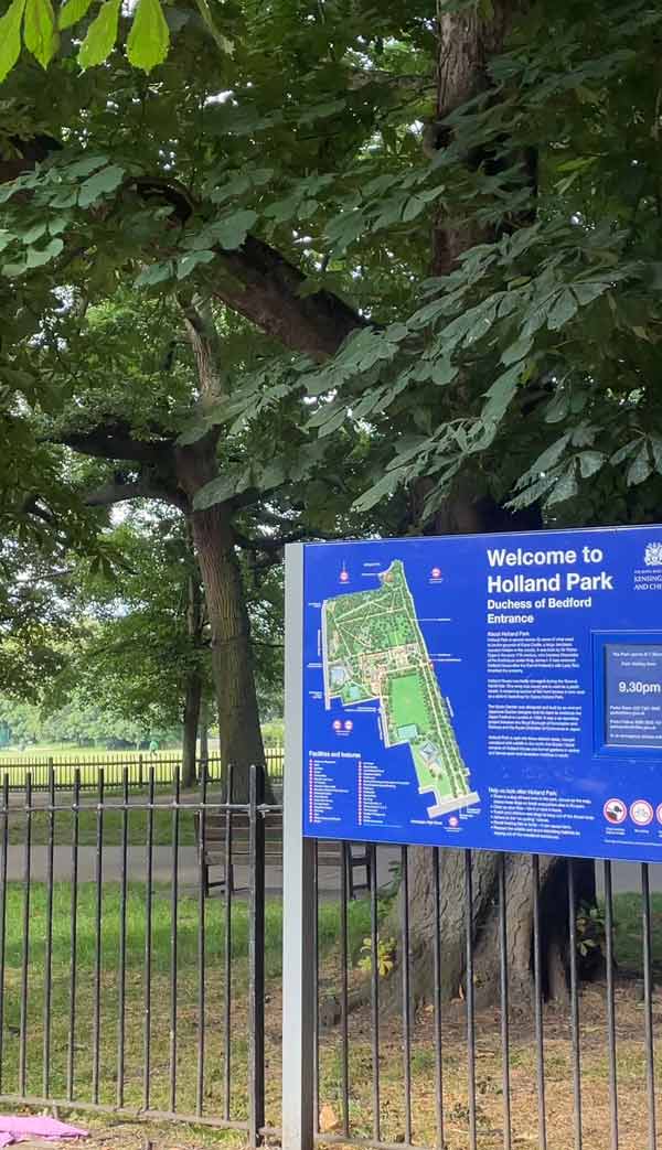 A blue sign reading