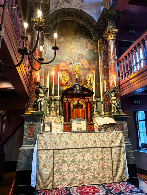 An intricate altar inside a building