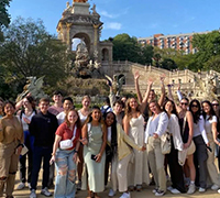 Students taking selfie in front of Athens