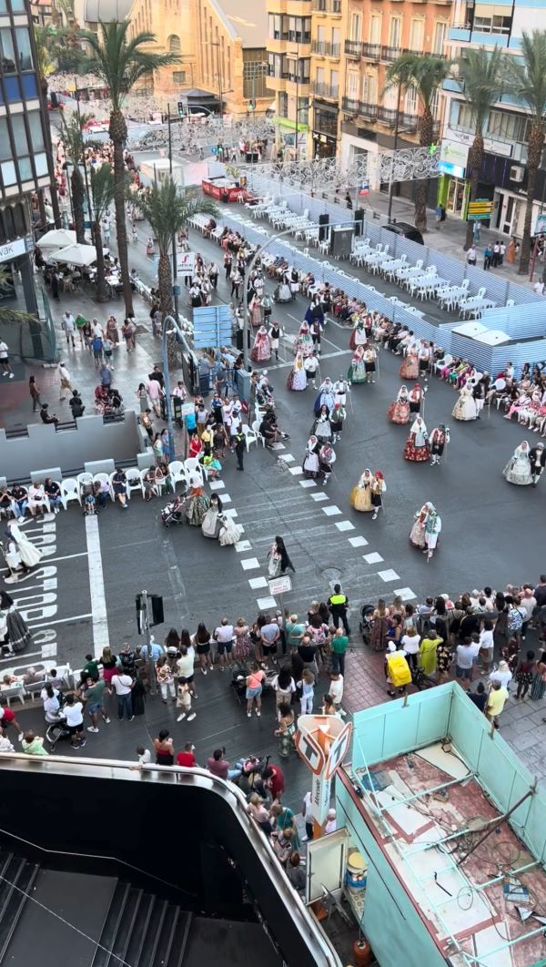 View from my balcony of a Hogueras parade 