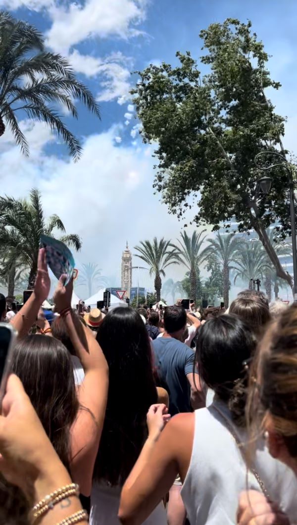 Crowd viewing invisible fireworks show