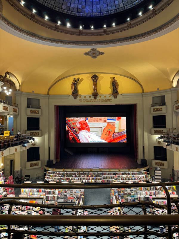 A large screen in a theater