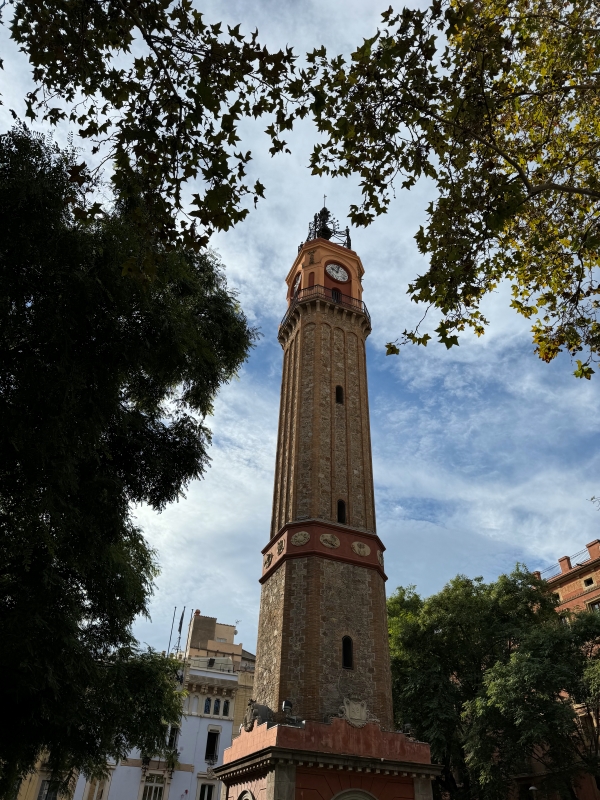 Photo of the clock tower in Plaça de la Vila de Gràcia