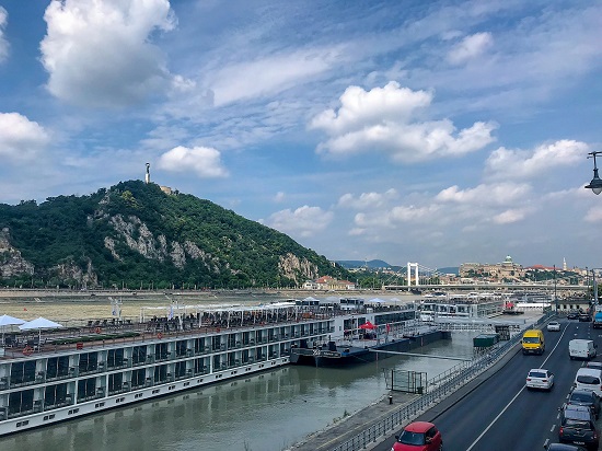 Citadella on Gellért Hill, Elizabeth Bridge, and Buda Castle, all along the Danube River