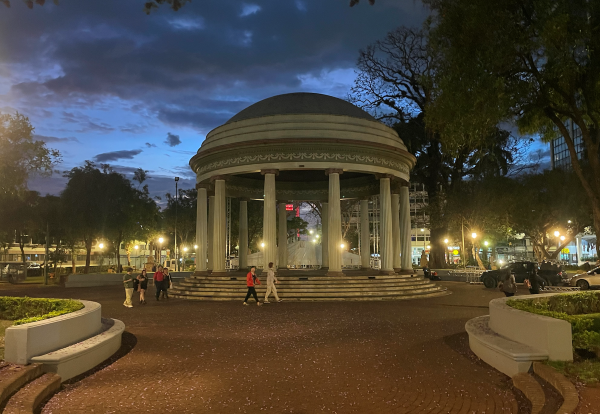 Photo of park with large monument