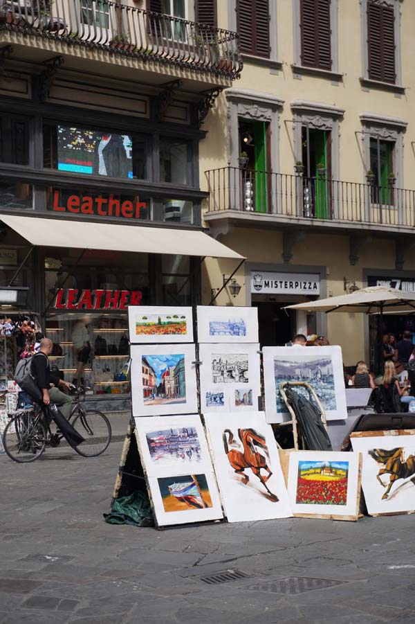 A street vendor selling art