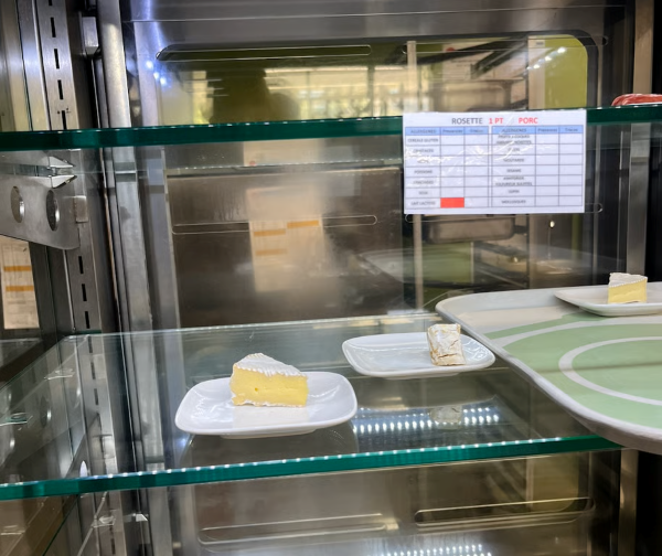Plated brie on display