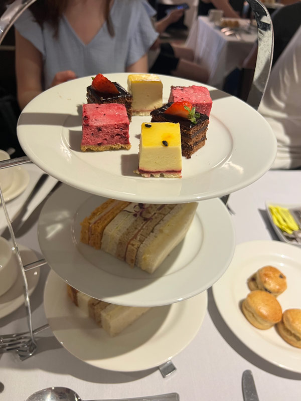 A plate of desserts on a table