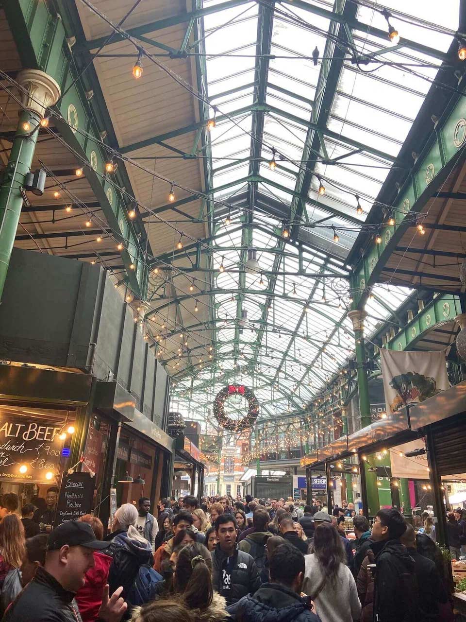 Borough Market decorated for the holidays
