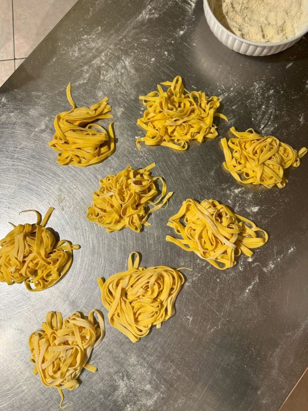 Homemade pasta separated in individual servings