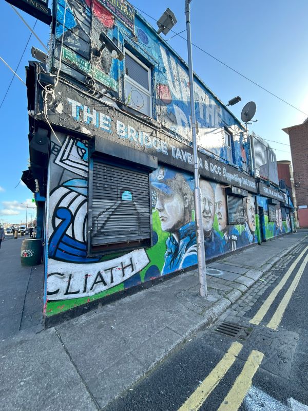 A vibrant mural painted on building in Dublin