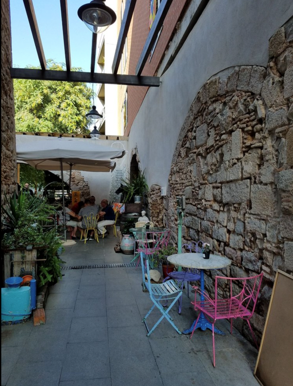 Outdoor patio of a cafe