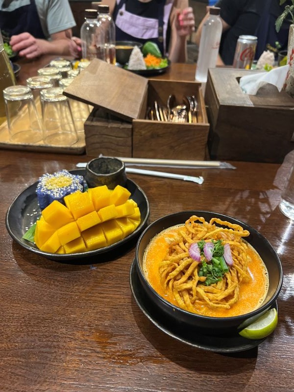 Plated Thai dishes 