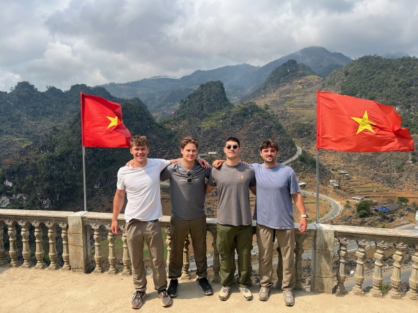 Four study abroad students in Hà Giang, Vietnam