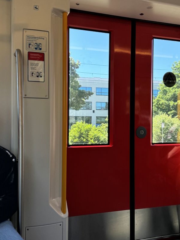 Interior photo of train door