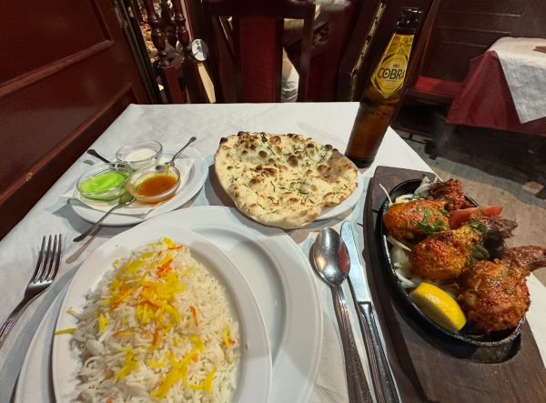Plated Indian food at restaurant 
