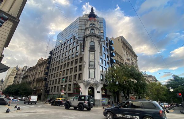 A building with a modern and historical blend of elements