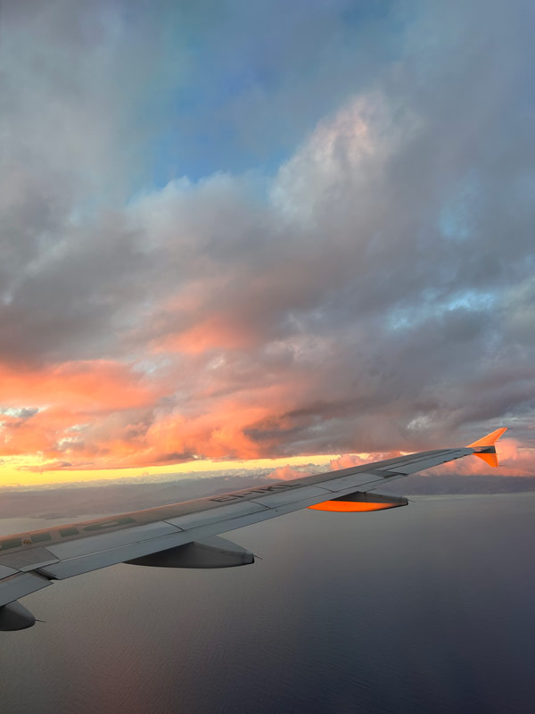 View of a beautiful sunset from the plane ride home