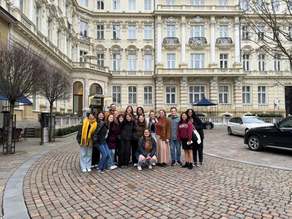 Group photo of study abroad cohort in Karlovy Vary