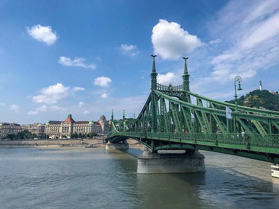 Liberty Bridge and the historic St. Gellért Hotel and Thermal Baths