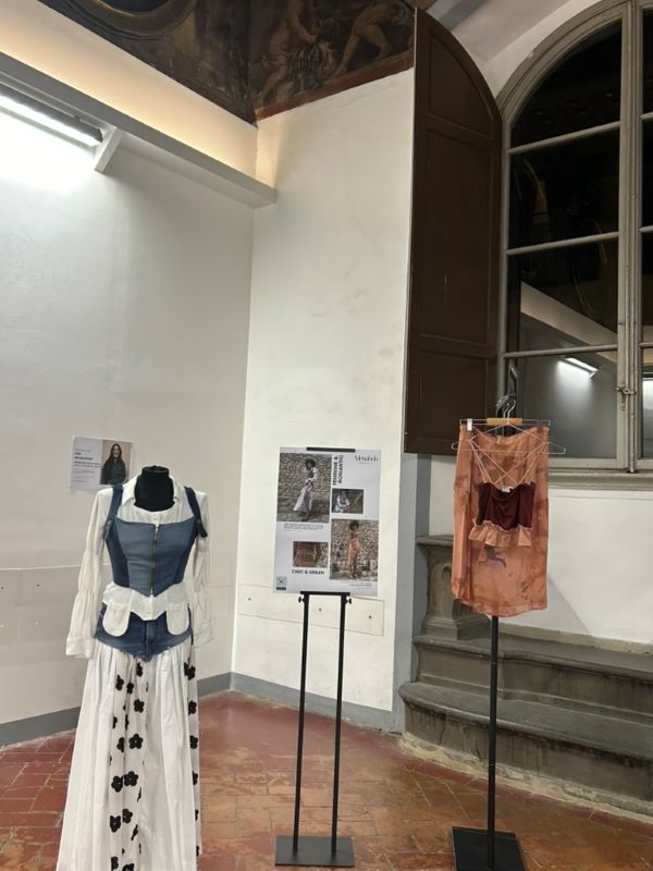 Clothing display with upcycled clothes