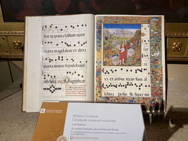 One of the first written and illustrated musical hymn books. Mattias Church, Budapest, Hungary.
