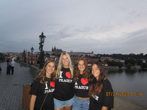 A group of study abroad students posing for a photo