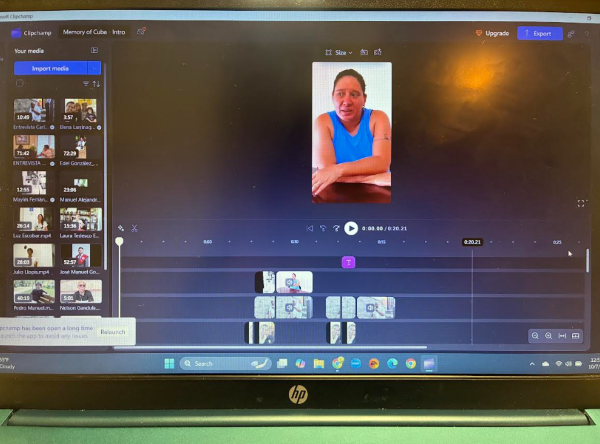 A laptop screen featuring video editing software in the midst of being used