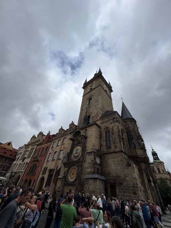Civilians admiring the astronomical clock