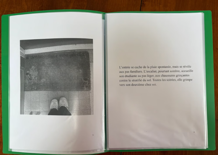 Study abroad student's project with picture of shoes with text