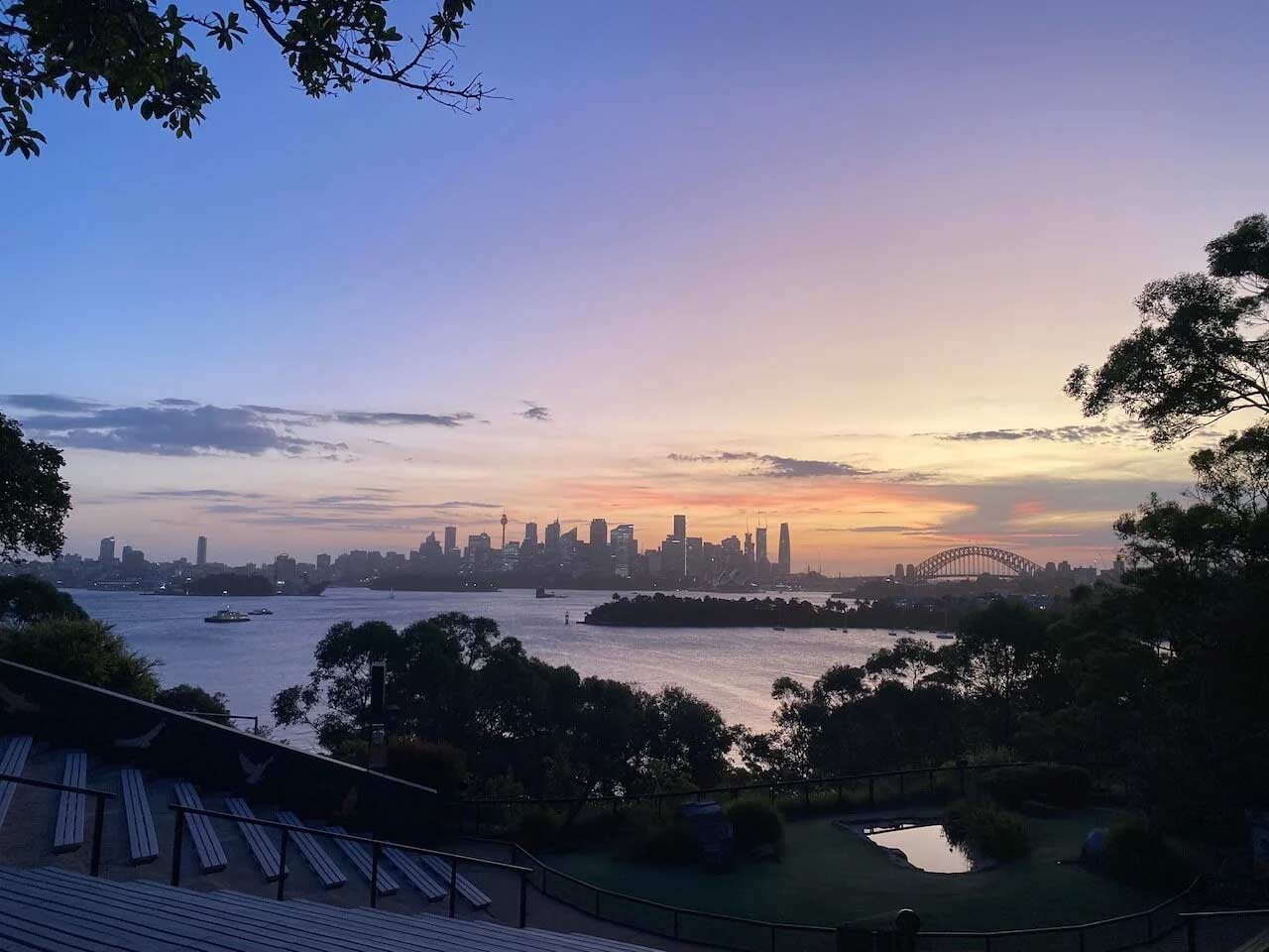 View of Sydney from Taronga Zoo during sunset