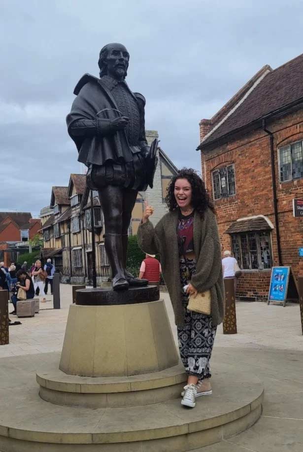 Me with Shakespeare's statue in Stratford