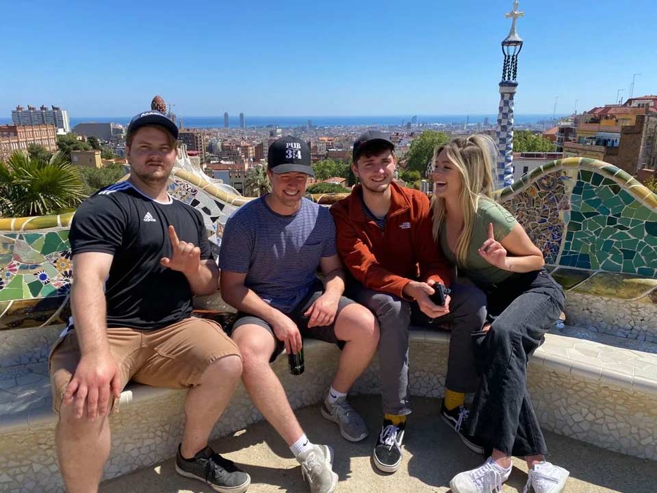 Andy and his friends at Parc Guell in Barcelona