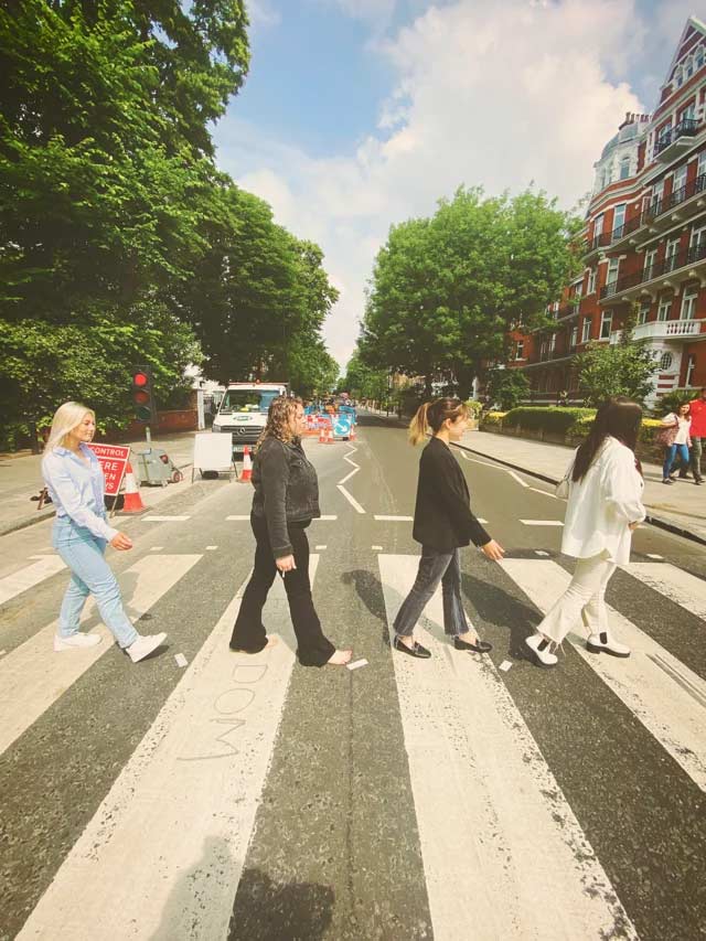 The crosswalk outside of Abbey Road Studios famously used for the cover of the Beatles 11th studio album released in 1969, 
