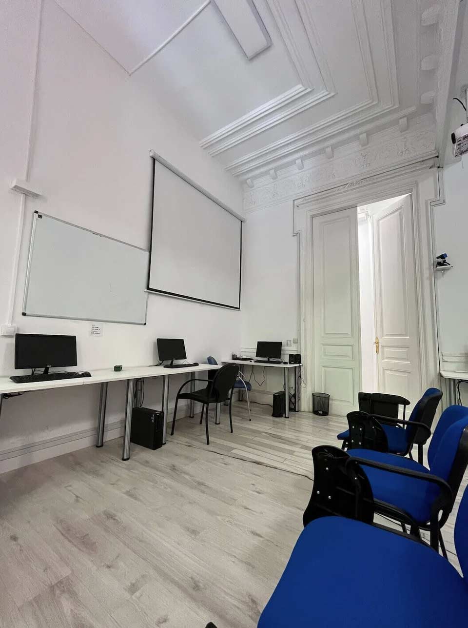 front of the classroom at the CAPA Barcelona center