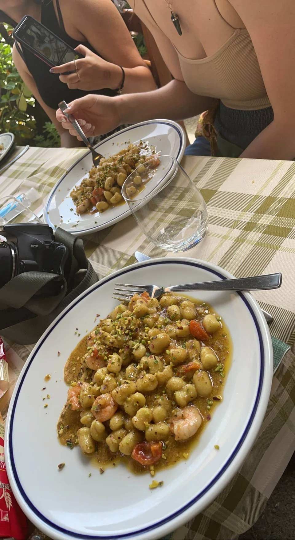 Pistachio and shrimp gnocchi
