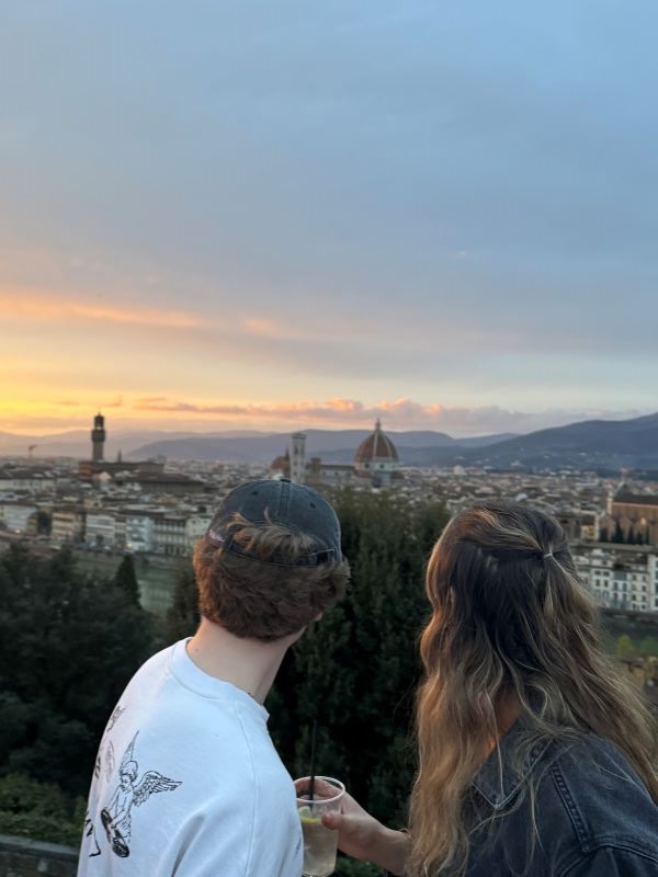 Study abroad students overlooking view of Florence