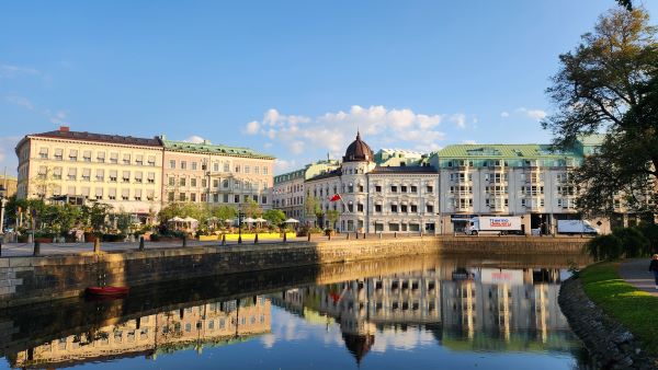 Photo of buildings in Gothenburg alongside canal