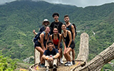 Students in scenic forest overlook