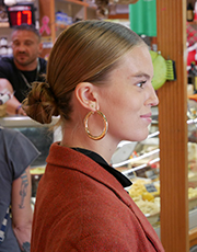 Selfie of student in a market